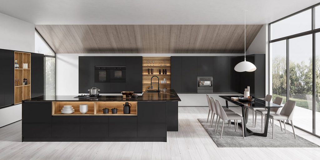 Modern Matte Black Kitchen Cabinets