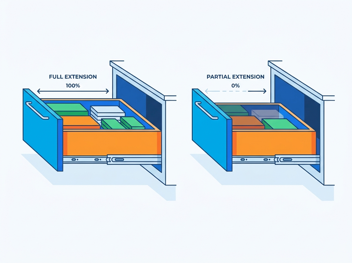 Full extension vs partial extension undermount slides comparison
